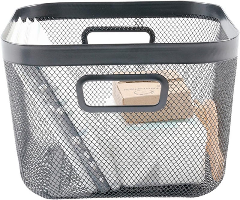 AJIODA Metal Mesh Steel Baskets, Household Wire Storage Organizer Bin Garden Harvest Basket Multi-functional Fruit Baskets with Handles for Kitchen Bathroom Picnic Shopping Decor Cabinet Home, Black - Image 5